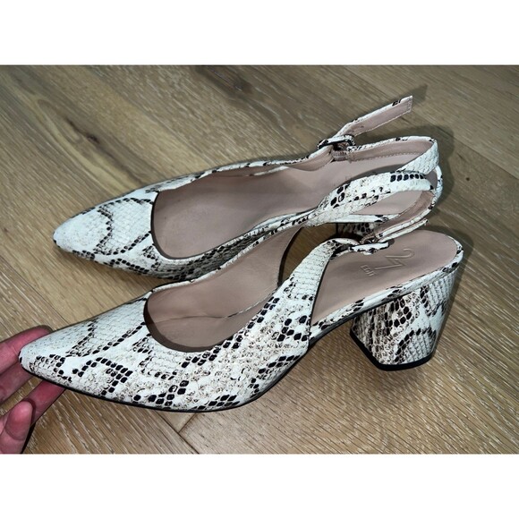 27 EDIT Naturalizer Slingback Pointed Toe Pump in Snake Print Leather Size 11 M - Picture 1 of 7